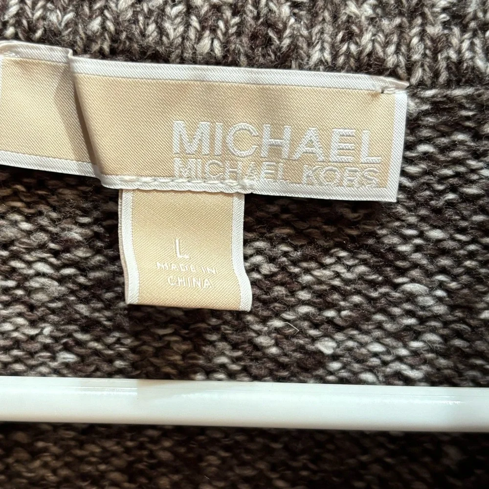 Michael Kors gray marled knit cowl neck pullover sweater with zip pockets Large